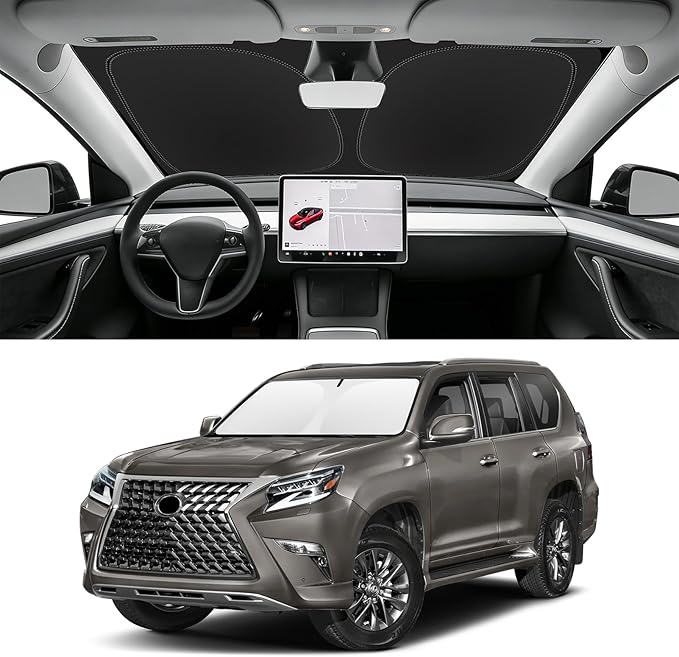 Custom Fit Windshield Sun Shade for Lexus GX 2010-2023, Blocks UV & Heat, Front Window Sunshade Accessories, Easy Fold & Store Keep Your Car Cooler
