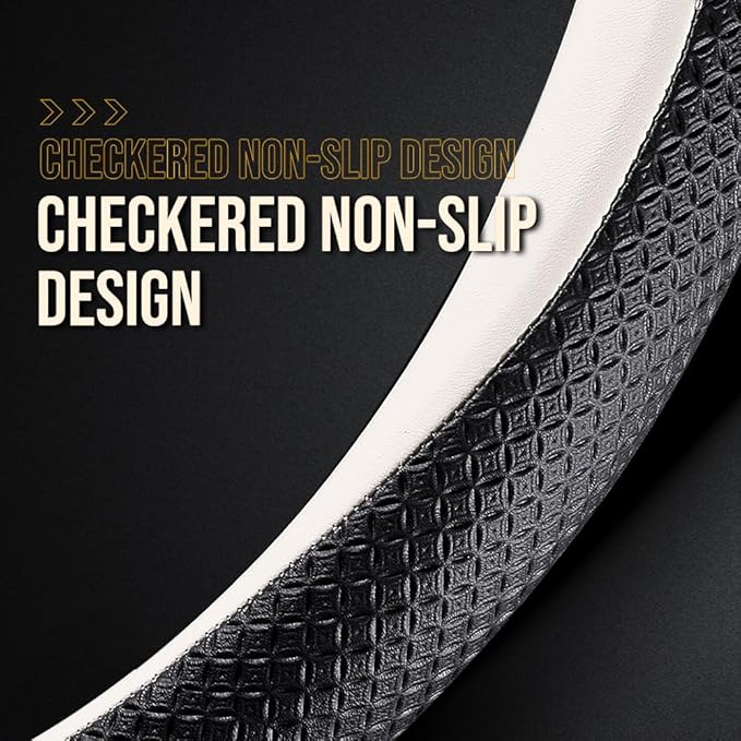 HAOTULE Nappa Leather Slim and Stylish Steering Wheel Cover, for Ford Steering Wheel Cover Accessories Interior Modification,