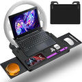 Steering Wheel Tray, Car Food Tray, Car Desk for Laptop, Carbon Fiber Look Multipurpose Car Table for Eating & Work, Adjustable Car Tray with Drawer and Anti-Slip Protective Adhesive