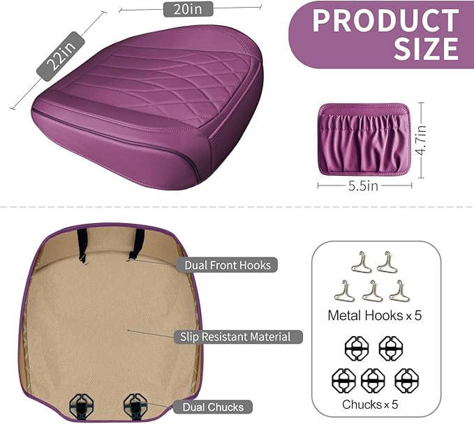 2 Pack Leather Front Car Seat Cover Bottom Car Seat, Universal Anti-Slip Driver Car Seat Protectors with Storage Pocket, Wate
