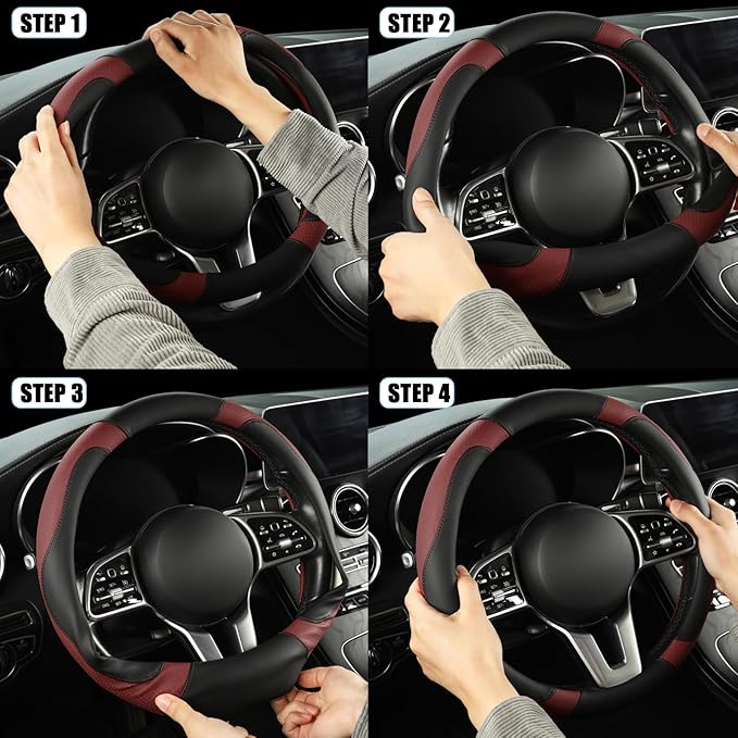 Microfiber Leather Steering Wheel Cover Large Size for Ford F150 F250 F350 RAM 4Runner Tacoma Tundra Sequoia Model S Model X,