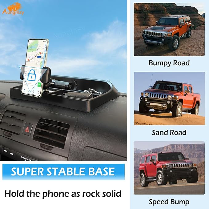 Aunginsy Center Console Dash Storage Tray Compatible with Hummer H3 2005-2009, Car Dashboard Multi-Functional Phone Holder Storage Box Dash Organizer Tray Insert with Mobile Phone Mount Accessories