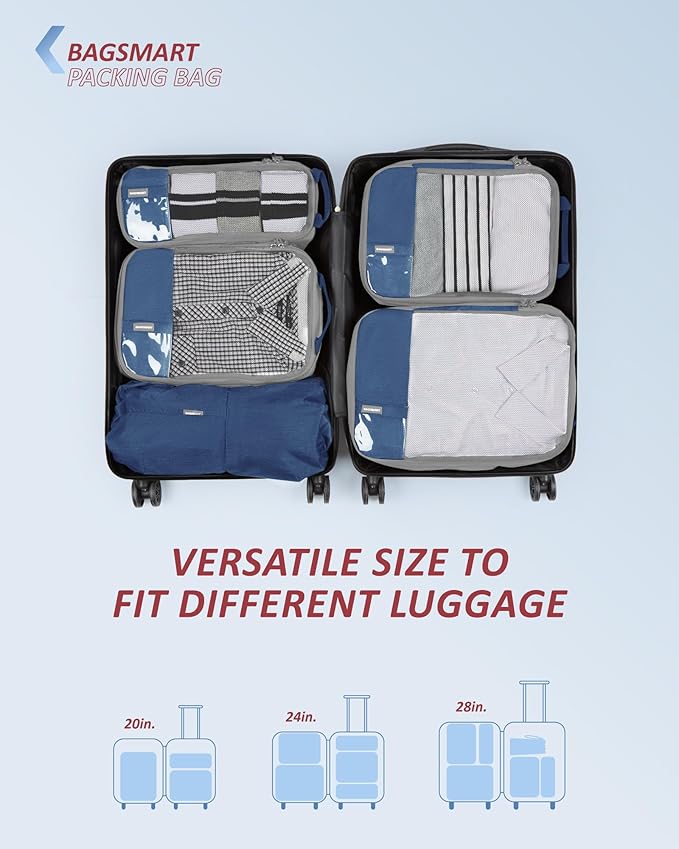 BAGSMART 6 Set /4 Set/2 Set Compression Packing Cubes for Travel, Lightweight Luggage Organizer Bags, Durable Space Saver Bag