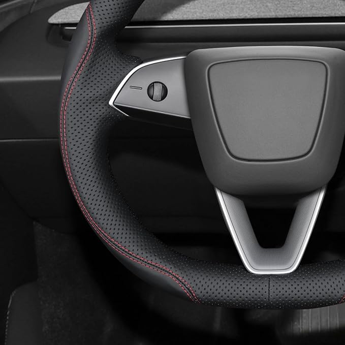 MEWANT DIY Stitching Steering Wheel Cover Wrap for Tesla Model 3 Highland 2023-2025/Model Y 2025 Highland for Tesla Model 3/Model Y Accessories(3D Style)
