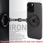 Dual Magnetic Ring Phone Mount - Foldable 360° Rotation CNC Aluminum Stand,1/4" Screw,Cold Shoe Interface, Hands-Free Holder for Live Streaming, Selfies & Multi-Device Use