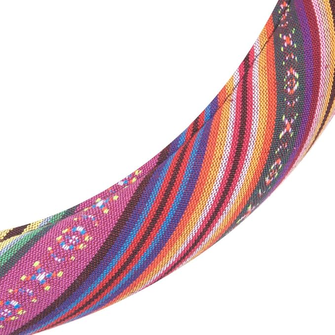 BDK Colorful Woven Boho Bohemian Hippie Style Steering Wheel Cover for Women - Fits Most Standard Wheel Sizes 14.5-15 inch Co