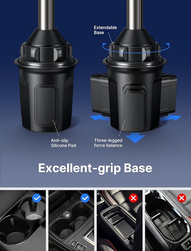 JSAUX Cup Holder Universal Mount for Foldable Phone, Car Truck Cradle Compatible With iPad Mini, Samsung Galaxy Z Fold 6/5/4,