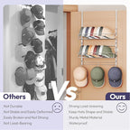 SWTYMIKI Over Door Hat Organizer - 3 Tier Wall Mounted Hat Rack with 2 Adjustable Metal Basket and 3 Hooks, Hanging Baseball 