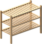 ROMGUAR CRAFT (Thick Bamboo Shoe Rack for Entryway, 3-Tier Free Standing Shoe Racks Stackable Shoe Rack Organizer for Hallway