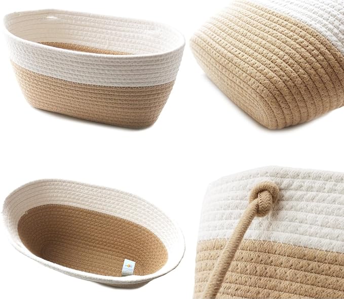 Over the Door Hanging Basket for Organizing 3 Tiers Woven Cotton Rope Wall Mount Storage basket Decorative Kitchen Hanging Or