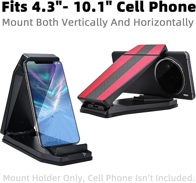 Dashboard Phone Mount Holder for Garmin Nuvi Tomtom Magellan Navigation iPhone iPad Galaxy Yoga Android Tablet PC Fits 4.3"-10.1" GPS & Smartphone Anti-Skid Friction Clamp Mount (Red)