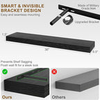 Fun Memories Floating Shelves for Wall, 36Inch Floating Shelves Set of 2, Hanging Shelf with Invisible Brackets, Bathroom She