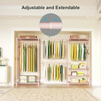 Ulif E1 Heavy Duty Closet Garment Rack, 6 Tiers Adjustable Metal Freestanding Expandable Clothing Storage with 4 Hanger Rods,