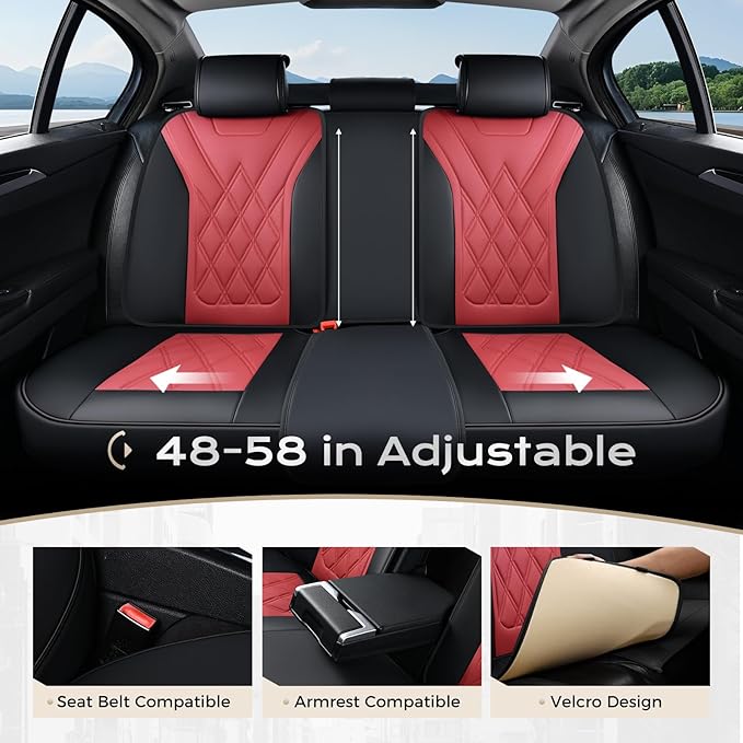 Coverado Car Seat Covers Full Set, Seat Covers for Cars, Front Seat Covers and Back Seat Cover Waterproof Leather Automotive 