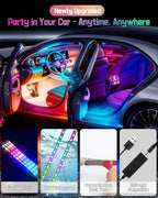 72 LED USB Interior Strip Lights Dream Color RGB-IC 12V DC with App RF Remote Control Multicolor Footwell Under Dash Chasing Inside Light Kits 4 Lines Music Sync Mode for Cars Truck ATV UTV