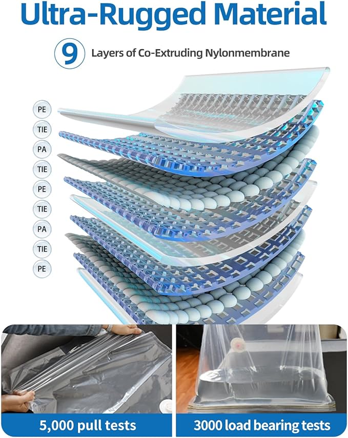 Vacuum Storage Bags for moving, Vacuum Seal Bags for Memory Foam, Latex, Clothing & Bedding, Space Saver Bags for Organizatio