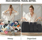 4 Piece Compression Packing Cubes for 3–7 Day Travel, Lightweight Travel Organizers with Breathable Mesh, Double-Zipper Packi