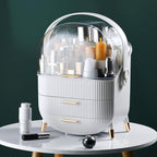 CANITORON Makeup Organizer,Skincare Organizer with 2 Drawers and Brush Storage Box,Cosmetic Display Case for Vanity Organizer