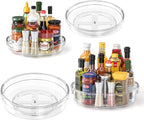 Delamu 2 Sets of 2-Tier Multi-Purpose Bathroom Under Sink Organizers and LAMU 4 Pack Lazy Susan Organizer Clear
