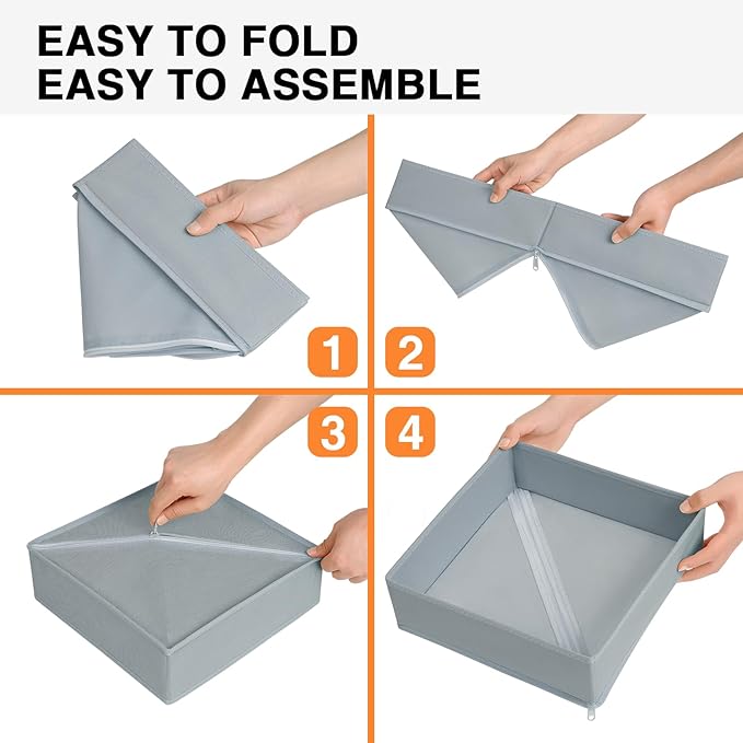 DIMJ Drawer Organizer Clothes, 15 Pack Underwear Organizer, Foldable Closet Bins, Sock Organizer Bra Cube, Fabric Dresser Box