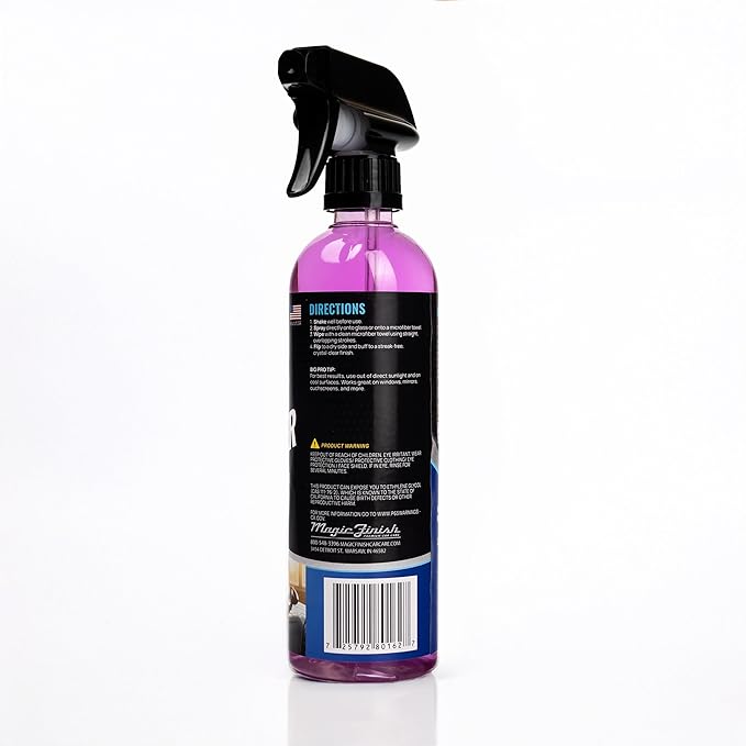 Magic Finish Car Glass Cleaner (16 fl oz) – Ammonia-Free Window Cleaner Spray for Interior & Exterior Auto Glass – Anti-Fog, 