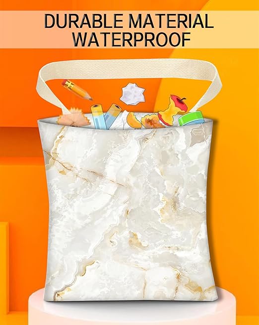 Car Garbage Can, Car Trash Bag, Car Garbage Bag, Hanging Car Trash Can for Car Accessories, Vehicle, Travelling, Camping, Cute Car Back Seat Organizer, Cute White Marble