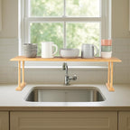 Bamboo Sink Shelf - Countertop Organizer Kitchen, Bathroom, Bedroom, Office - Space-Saving Storage for Soap, Sponges, and Cle
