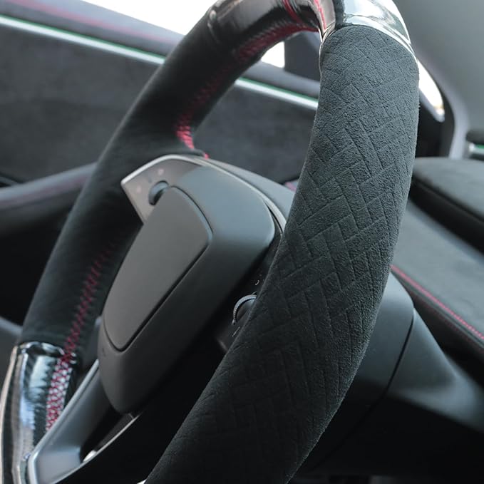 MEWANT DIY Stitching Steering Wheel Cover Wrap for Tesla Model 3 Highland 2023-2025/Model Y 2025 Highland for Tesla Model 3/Model Y Accessories