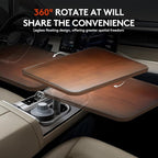 Car Tray Table & Car Laptop Desk, Height-Adjustable 360° Rotating Wood Car Laptop Mount, Steering Wheel Tray, Cup Holder Table,Compatible with Tesla & Most Vehicles Walnut