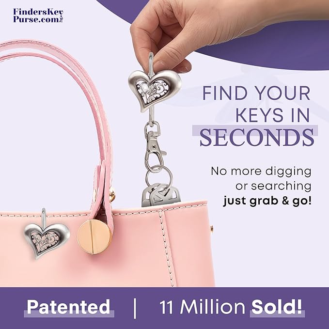 Women’s Bag Charm Key Finder, Car Keychain Hook, Cute Purse Organizer & Tote Bag Accessories, Gifts for Mom - Original