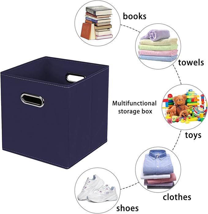 Fabric storage bins Cubes, Fabric Cube Organizer with Handle, Foldable Cube Bins for Cloth or Accessary Storage, 11x11x11, Se