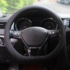 Leather Steering Wheel Cover Compatible with Nissan Altima Rogue Pathfinder Sentra Maxima Versa Kicks Sport D Shaped Flat Bot