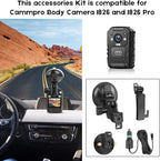 CammPro Body Worn Camera Accessories Bundle Kit for Body Camera I826, Screw Clip+Car Charger+Suction Cup Mount+Shoulder Clip