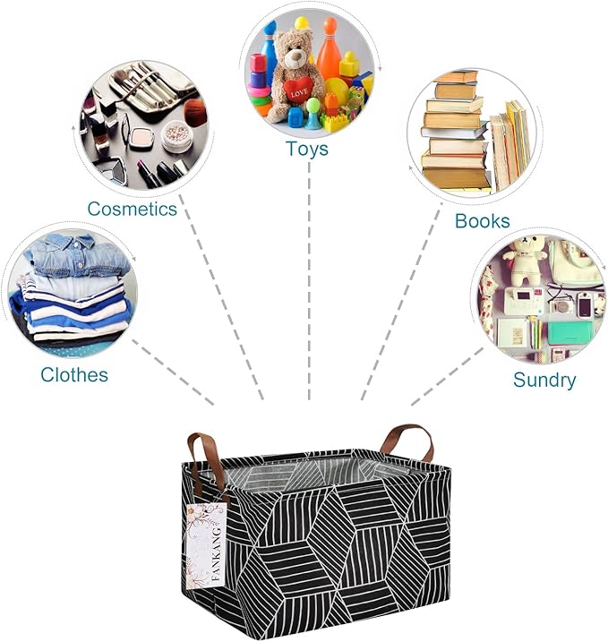 FANKANG Storage Basket,Nursery Hamper Canvas Laundry Basket Foldable with Waterproof PE Coating Storage, Office, Bedroom, Clo