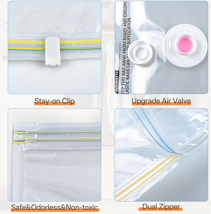 Vacuum Storage Bag with Rechargeable Cordless Pump, 15 Pack Vacuum Seal Space Saver Bags for Clothing Clothes Travel Home