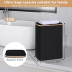 iEGrow 150L Laundry Basket with Lid,Large Laundry Hamper with Bamboo Handles, Hampers for Laundry, Dirty Clothes Hamper with 