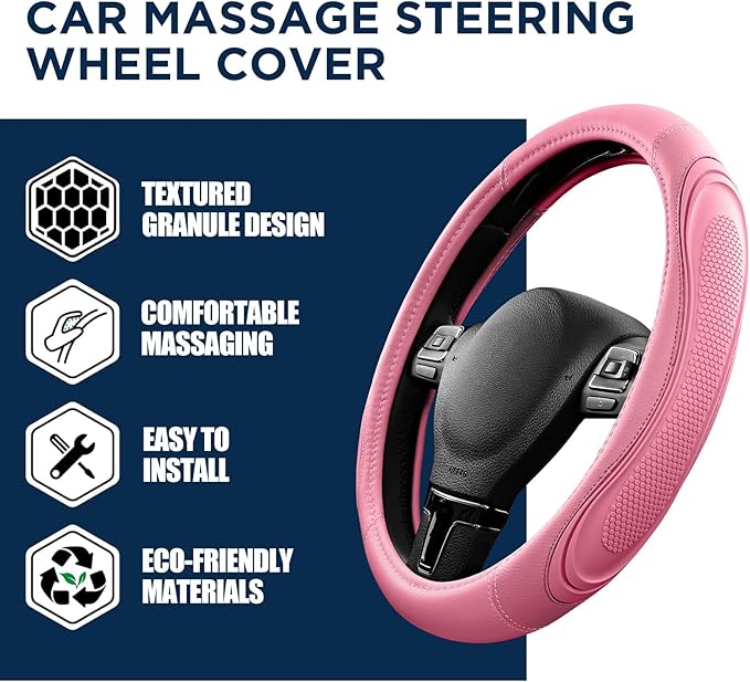 Road Comforts Car Steering Wheel Cover - Microfiber Leather Steering Wheel Wrap Sports 14.5-15 Inch Steering Wheel Cover Non-