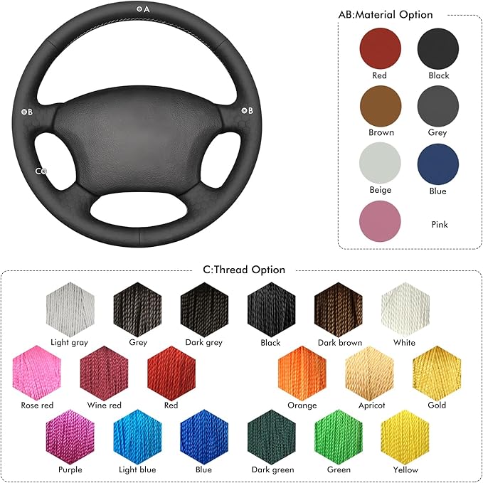 MEWANT Steering Wheel Cover Wrap for Toyota Tacoma Tundra 4Runner Sienna Highlander Sequoia Land Cruiser Prado 120 Land Cruiser Hilux LS400 GX GX470