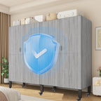 YTLEMON Heavy Duty Clothes Rack with Magnetic Door, Metal Foldable Covered Clothes Rack, Portable Wardroobe Closet System for