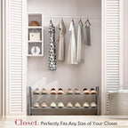 Bumusty 2 Tier Expandable Shoe Rack for Closet, 18“-33” Adjustable Shoe Rack for Small Space, Small Shoe Organizer for Front 