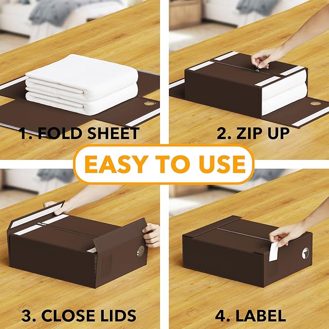 SpaceAid 3 Pack Bed Sheet Organizers and Storage, Foldable Sheet Organizer for Linen Closet, Sheets Set Folder Keeper with Wi