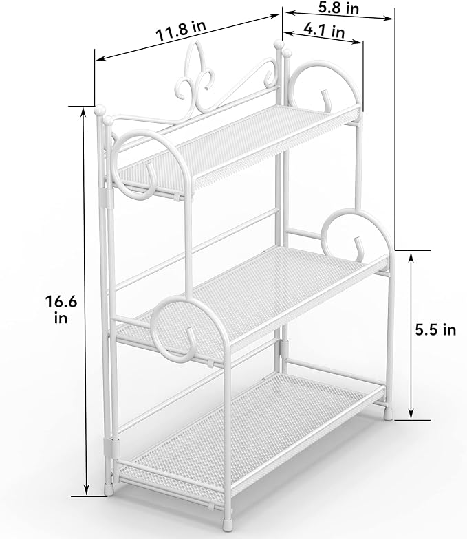 YIUKEA Bathroom Counter Organizer - Spice Rack Countertop 3 Tier Counter Shelf Organizer for Bathroom Kitchen Bedroom Foldabl