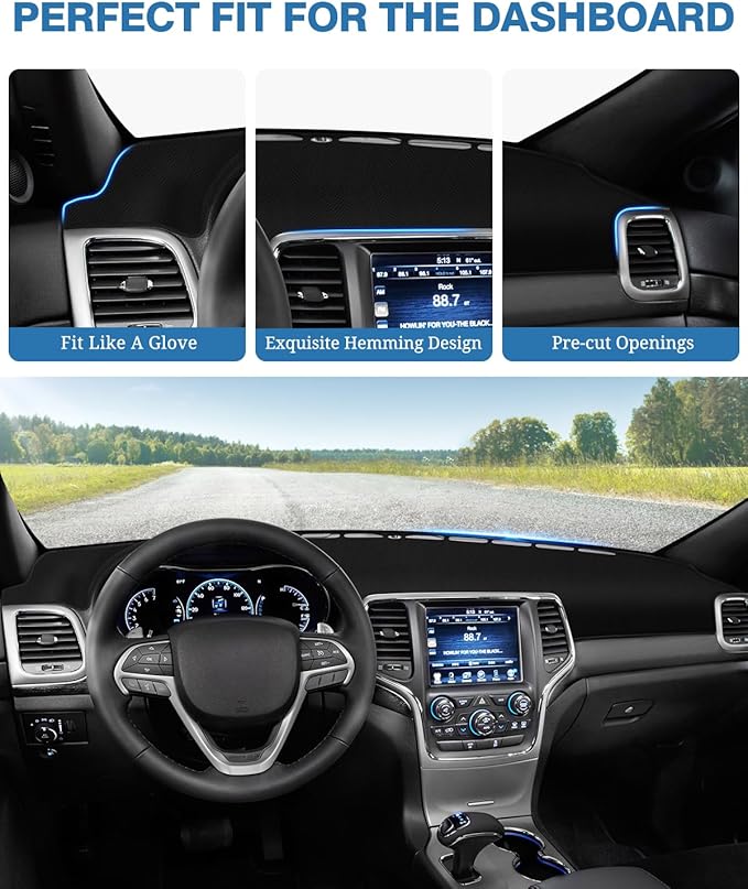 FIILINES Dash Cover for Jeep Grand Cherokee 2011-2021 (NOT for Jeep Cherokee & Grand Cherokee L), Dashboard Mat Cover Car Acc