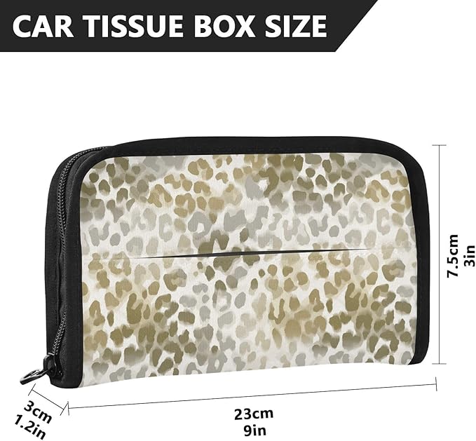 Car Tissue Holder Car Visor Organizer Tissue Box Holder for Car Sun Visor Organizer with Car Vehicle Accessories Essentials Interior for Women Men Brown and Beige Simple Leopard Print