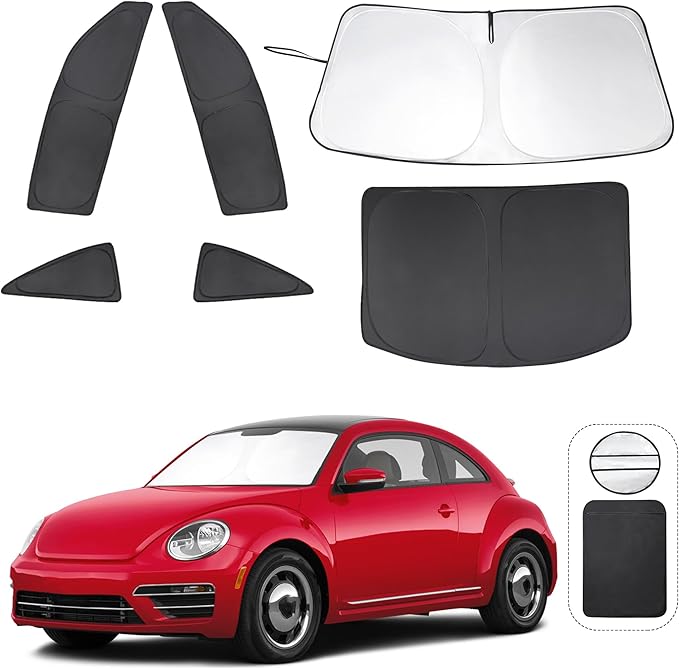 TINGLU Window Shades for Volkswagen VW Beetle 2012-2019 Accessories Car Side Full Windows Windshield Sun Shade Sun UV Rays & Privacy Protection for Camping,Napping,and Relaxing 6PCS