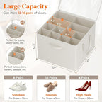 Lifewit Shoe Storage Organizer for Closet, Fabric Large Shoe Box Storage Containers with Clear Cover, Foldable Bins for Boots