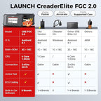Launch X431 Creader Elite 2.0 FGC OBD2 Scanner, Bi-Directional Scan Tool for Ford/GM/Chrysler Series, ECU Coding, Lifetime