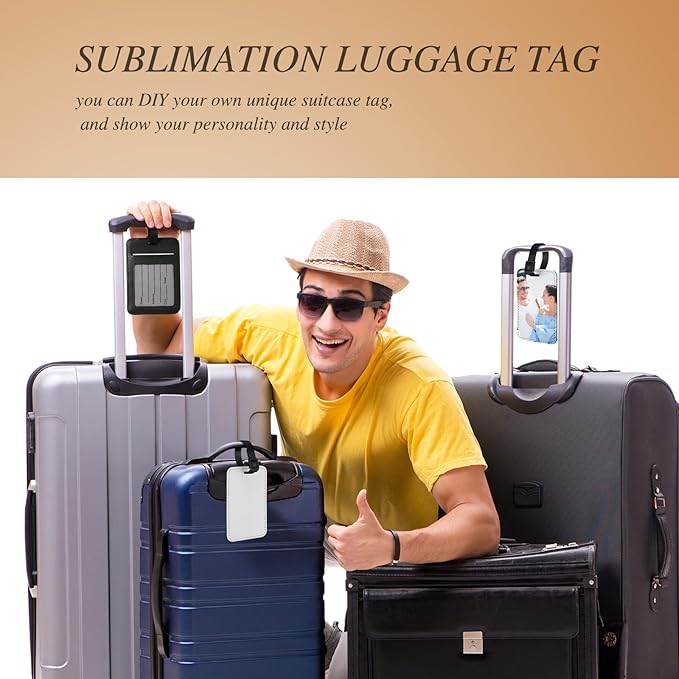 Frienda 32 Pieces Sublimation Luggage Tags Bulk PU Leather Name Label Blank Suitcase Heat Transfer Bag Card Business ID Card 