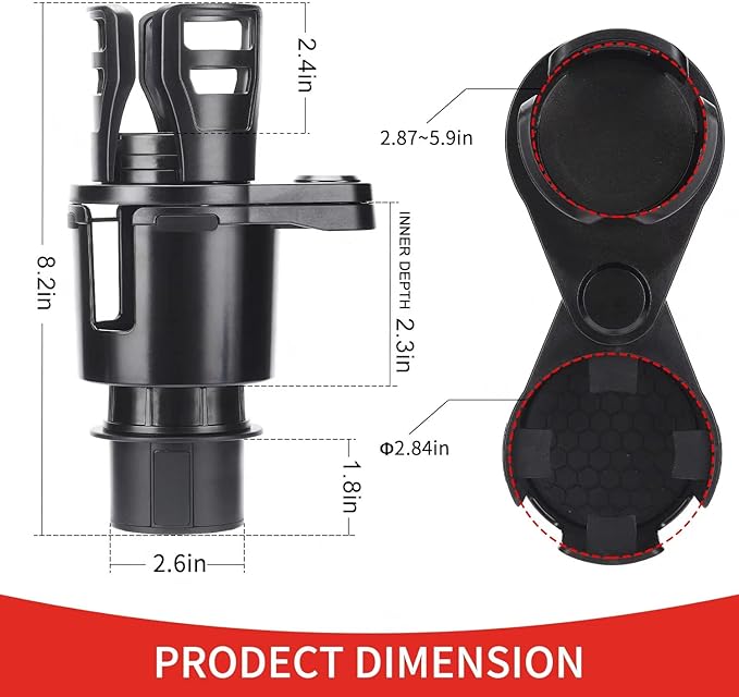 Cup Holder Expander for car 2 in 1 Multifunctional Car Cup Holder Extender Adapter with Adjustable Base Compatible with Hydro