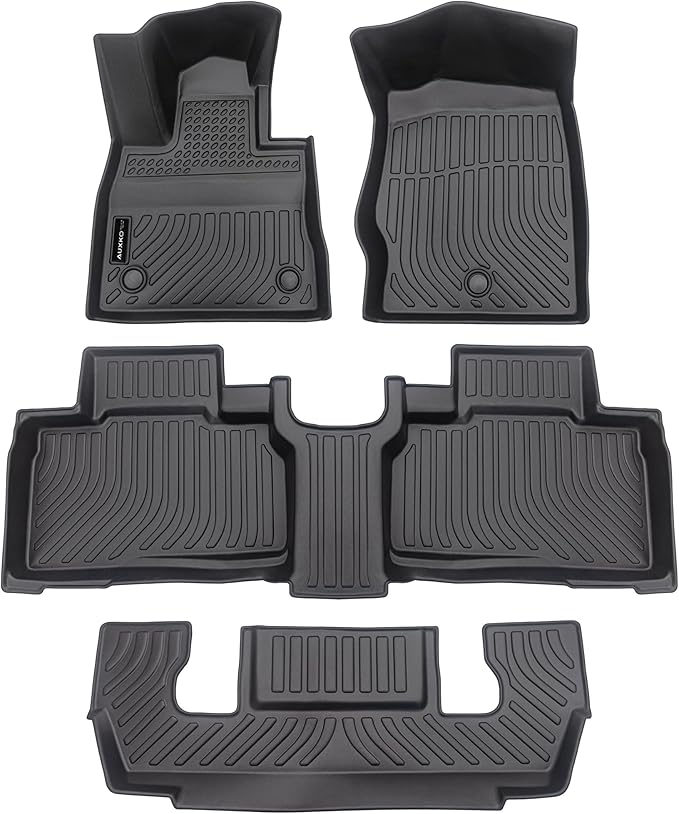 Auxko All Weather Floor Mats Fit for Ford Explorer 2026 2025-2020 6 Seat TPE Rubber Liners Set Explorer Accessories All Season Guard Odorless Anti-Slip 3 Row Floor Mats